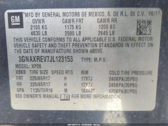 3GNAXREV7JL123153 Chevrolet EQUINOX LS