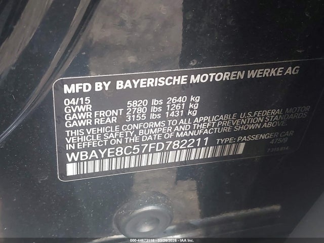 2015 BMW 750LI WBAYE8C57FD782211 Photo 8