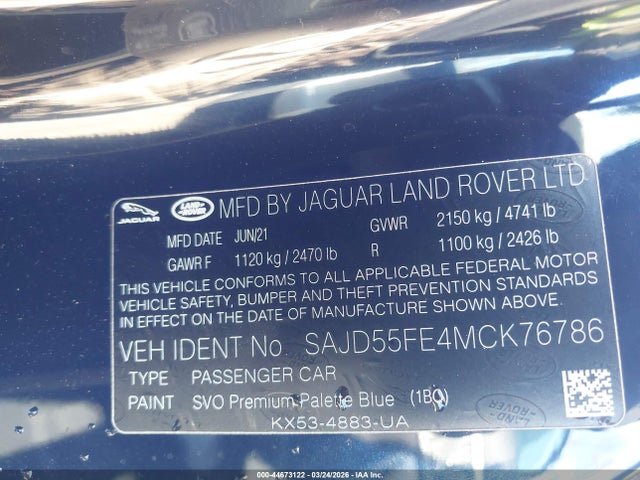 2021 JAGUAR F-TYPE SAJD55FE4MCK76786 Photo 8