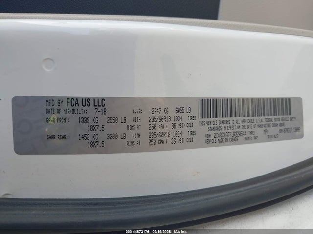 2C4RC1GG7JR320544 Chrysler Pacifica Limited