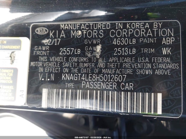 2017 KIA OPTIMA HYBRID KNAGT4LE8H5012607 Photo 8