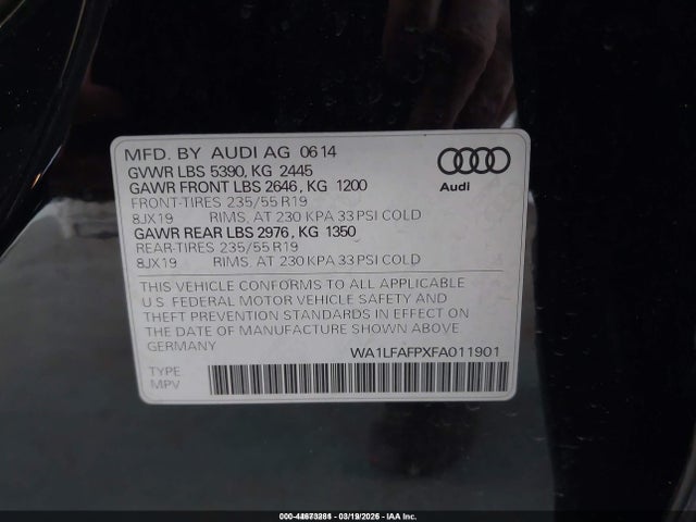 Aukcja sprzedaży 2015 Audi Q5 2.0t Premium, vin: WA1LFAFPXFA011901, numer aukcji: 44673281