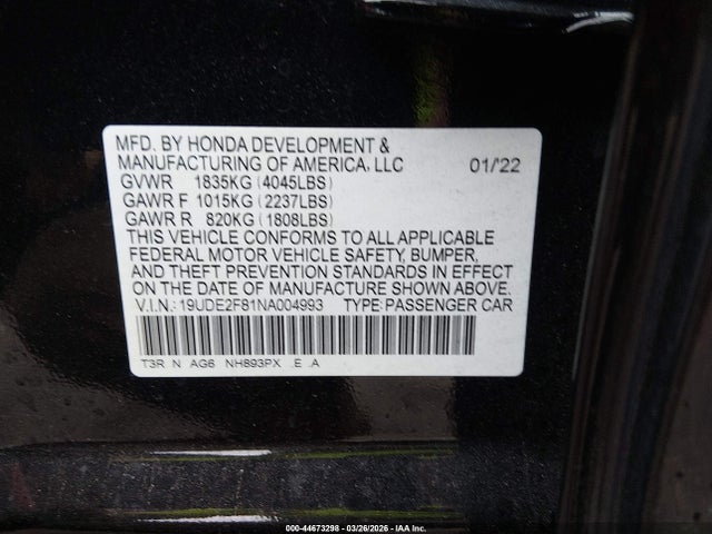 Aukcja sprzedaży 2022 Acura Ilx Premium   A-spec Packages/technology   A-spec Packages, vin: 19UDE2F81NA004993, numer aukcji: 44673298