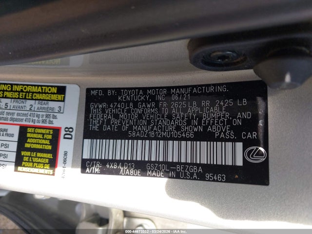 2021 LEXUS ES 350 58ADZ1B12MU105466 Photo 8