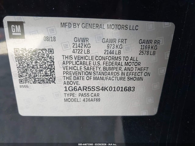Продажа на аукционе авто 2019 Cadillac Cts Luxury, vin: 1G6AR5SS4K0101683, номер лота: 44673360