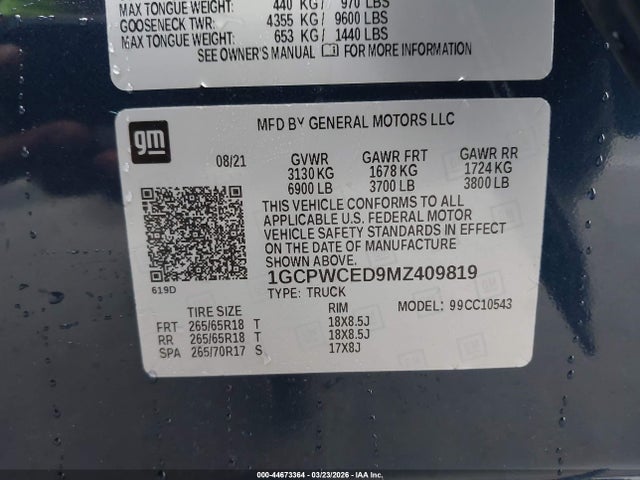 2021 CHEVROLET SILVERADO 1500 1GCPWCED9MZ409819 Photo 8