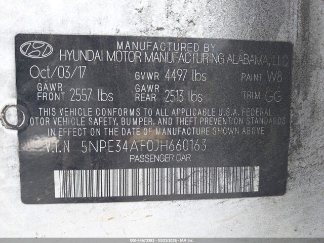 5NPE34AF0JH660163 Hyundai SONATA SEL