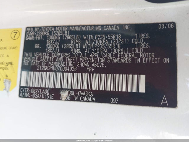 Продажа на аукционе авто 2007 Lexus Rx 350, vin: 2T2GK31U07C004928, номер лота: 44673422