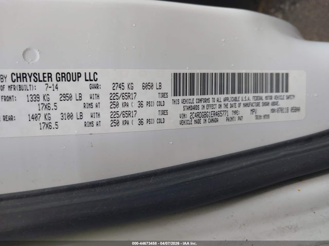 Aukcja sprzedaży 2014 Dodge Grand Caravan Se 30th Anniversary, vin: 2C4RDGBG1ER465771, numer aukcji: 44673458