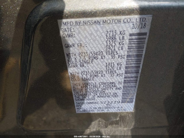 5N1DL0MM0KC523229 Infiniti QX60 LUXE