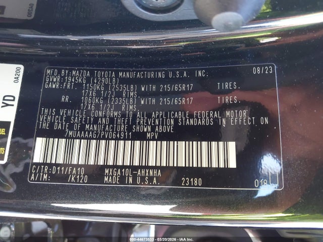 7MUAAAAG7PV064911 Toyota Corolla Cross L