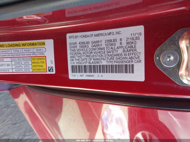 1HGCV1F18LA029671 Honda ACCORD LX