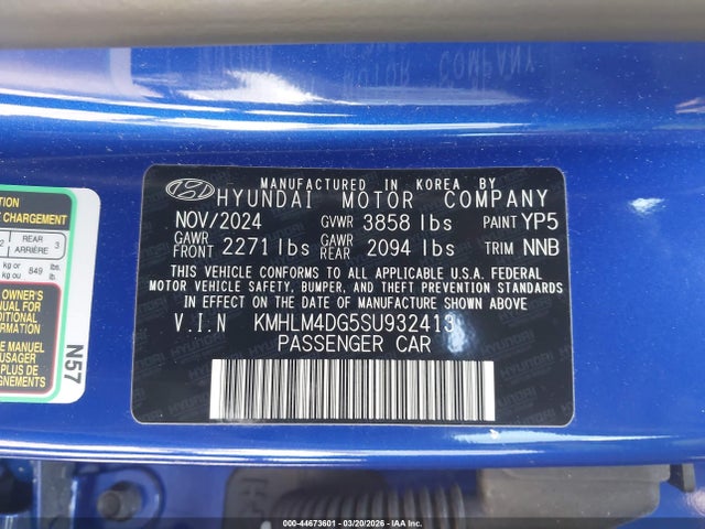 Продаж на аукціоні авто 2025 Hyundai Elantra Sel Sport, vin: KMHLM4DG5SU932413, номер лоту: 44673601