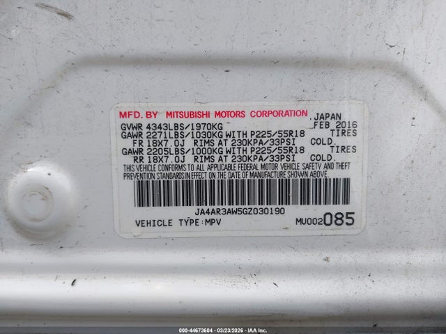 2016 MITSUBISHI OUTLANDER SPORT JA4AR3AW5GZ030190 Photo 8