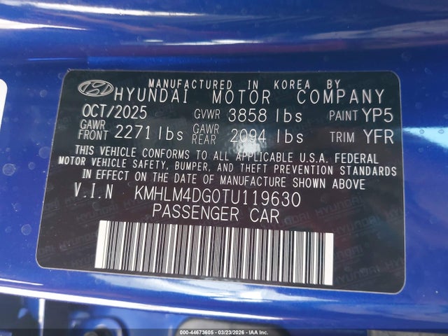 KMHLM4DG0TU119630 Hyundai Elantra Sel Sport
