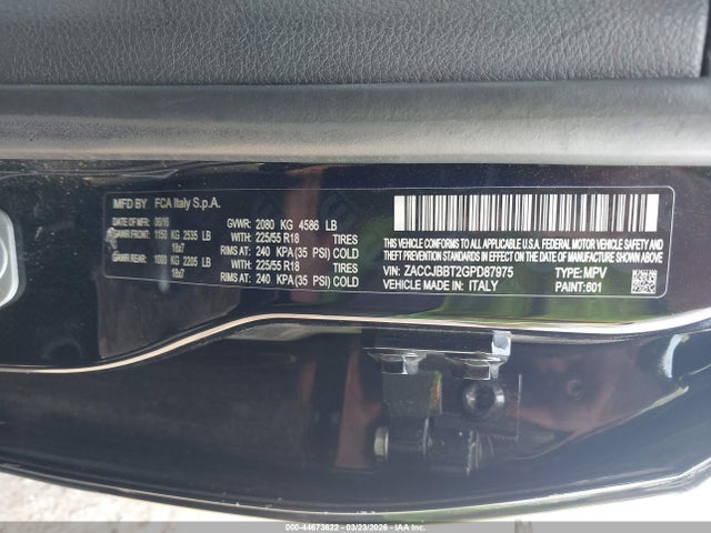 Aukcja sprzedaży 2016 Jeep Renegade 75th Anniversary, vin: ZACCJBBT2GPD87975, numer aukcji: 44673622