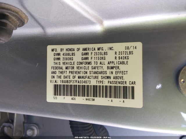 2015 Acura Tlx V6 მანქანა იყიდება აუქციონზე, vin: 19UUB2F37FA004673, აუქციონის ნომერი: 44673675