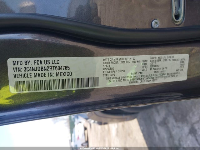 2024 Jeep Compass Latitude 4x4 მანქანა იყიდება აუქციონზე, vin: 3C4NJDBN2RT604765, აუქციონის ნომერი: 44673692