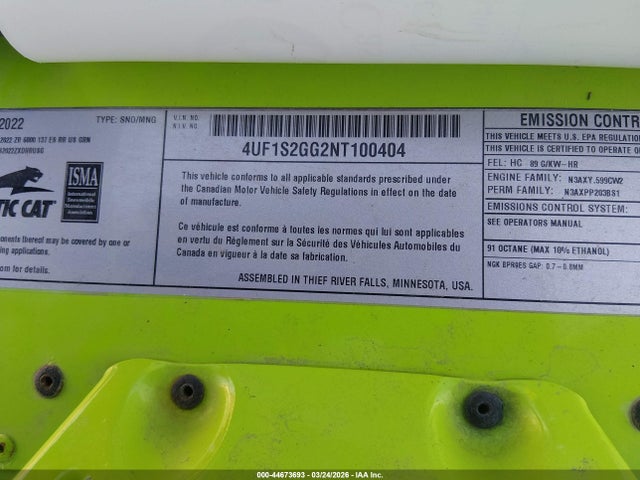 4UF1S2GG2NT100404 Arctic Cat Zr6000