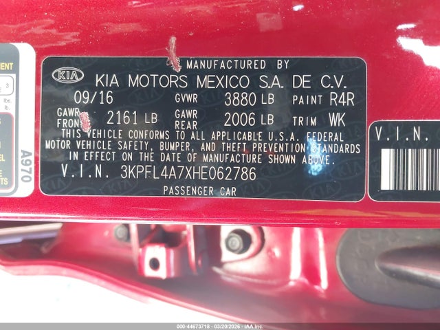 2017 KIA FORTE 3KPFL4A7XHE062786 Photo 8
