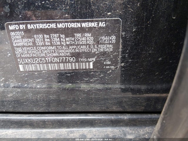 2015 BMW X6 5UXKU2C51F0N77790 Photo 8