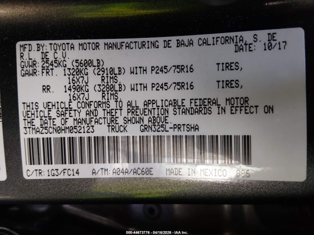 Toyota Tacoma Sr5 V6 2017 3TMAZ5CN0HM052123 Image 9