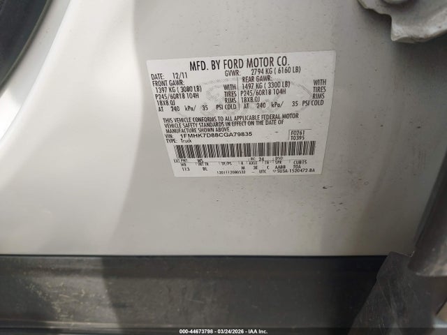 Продаж на аукціоні авто 2012 Ford Explorer Xlt, vin: 1FMHK7D88CGA79835, номер лоту: 44673798
