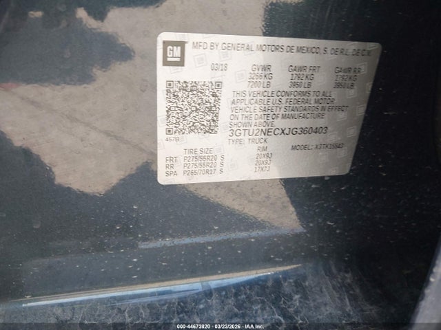 2018 Gmc Sierra 1500 Slt მანქანა იყიდება აუქციონზე, vin: 3GTU2NECXJG360403, აუქციონის ნომერი: 44673820