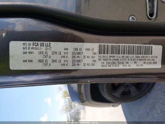 Aukcja sprzedaży 2018 Jeep Compass Latitude Fwd, vin: 3C4NJCBBXJT263166, numer aukcji: 44673827