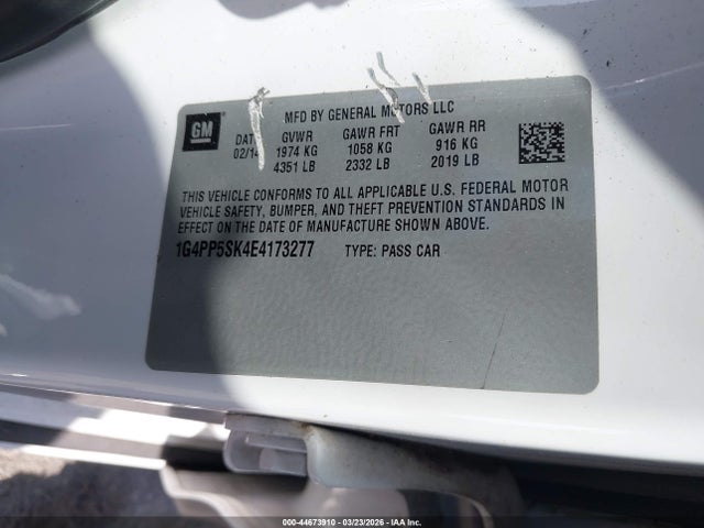 Продажа на аукционе авто 2014 Buick Verano, vin: 1G4PP5SK4E4173277, номер лота: 44673910