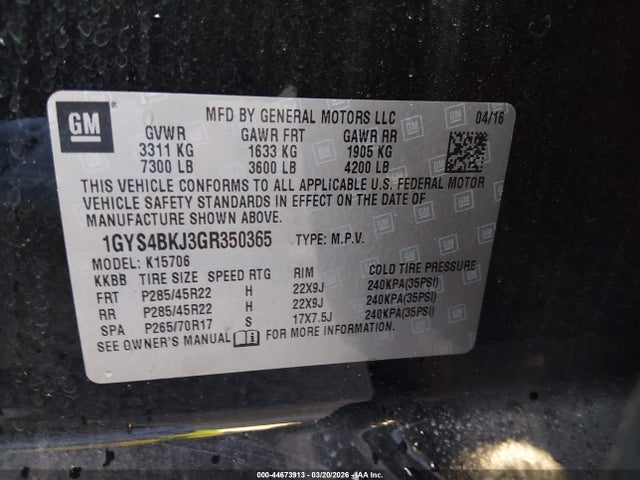 2016 CADILLAC ESCALADE 1GYS4BKJ3GR350365 Photo 8