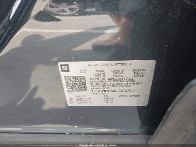 Aukcja sprzedaży 2020 Gmc Acadia Fwd Sle, vin: 1GKKNRLS0LZ196702, numer aukcji: 44673914
