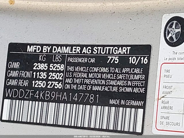 Продажа на аукционе авто 2017 Mercedes-benz E 300 4matic, vin: WDDZF4KB9HA147781, номер лота: 44673915