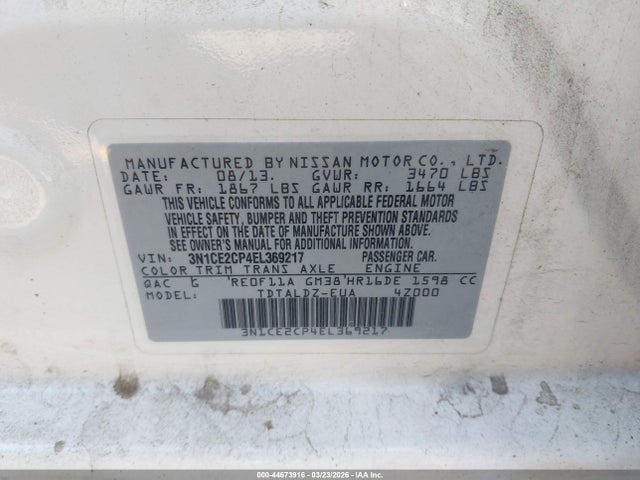 Nissan Versa Note Sv 2014 3N1CE2CP4EL369217 Image 9