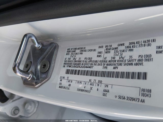 1FMCU0GD5JUD44407 Ford ESCAPE SE