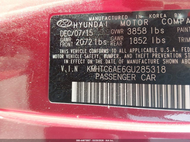 2016 HYUNDAI VELOSTER KMHTC6AE6GU285318 Photo 8