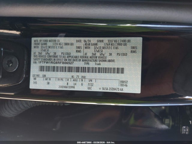 Ford F-150 Raptor 2024 1FTFW1RG8RFB06527 Image 9