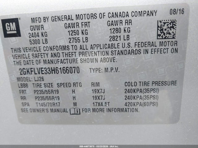 2017 Gmc Terrain Denali მანქანა იყიდება აუქციონზე, vin: 2GKFLVE33H6166070, აუქციონის ნომერი: 44673975
