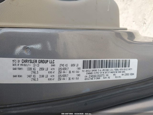 44673986 :رقم المزاد ، 2C4RDGBG1ER223773 vin ، 2014 Dodge Grand Caravan Se 30th Anniversary مزاد بيع