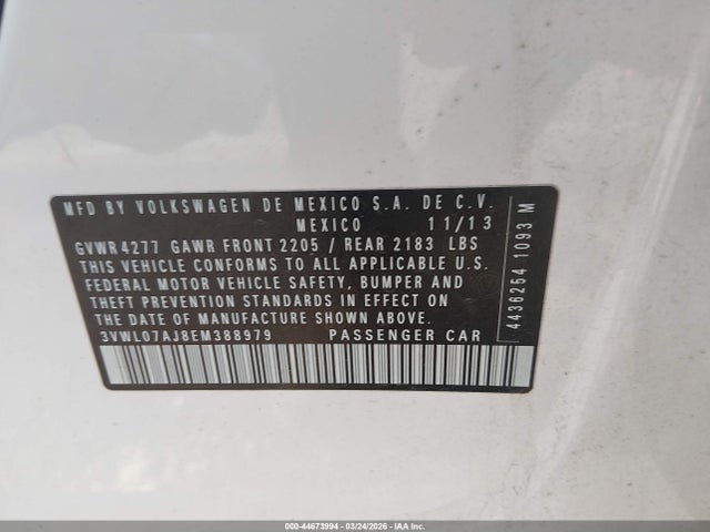 2014 VOLKSWAGEN JETTA 3VWL07AJ8EM388979 Photo 8