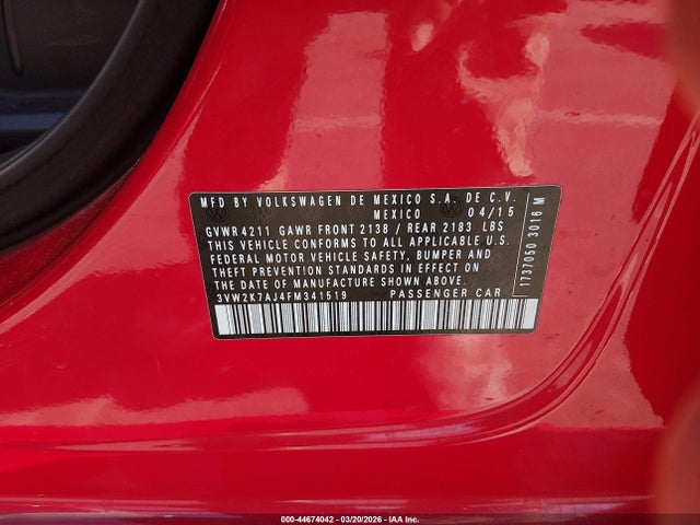 2015 VOLKSWAGEN JETTA 3VW2K7AJ4FM341519 Photo 8