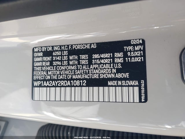 Porsche Cayenne 2024 WP1AA2AY2RDA10812 Image 9