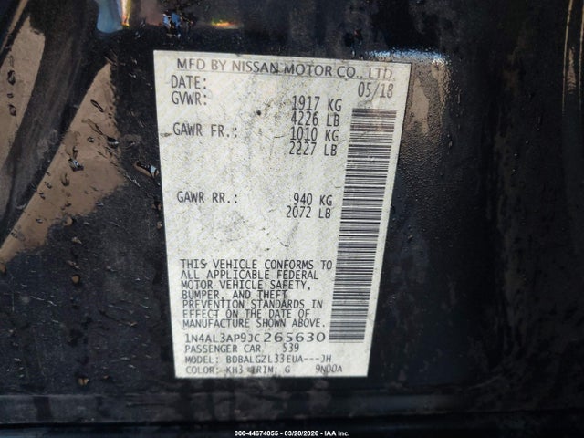 1N4AL3AP9JC265630 Nissan Altima 2.5 S