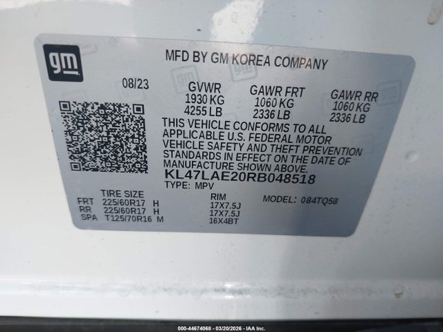 Продажа на аукционе авто 2024 Buick Envista Preferred Fwd, vin: KL47LAE20RB048518, номер лота: 44674068
