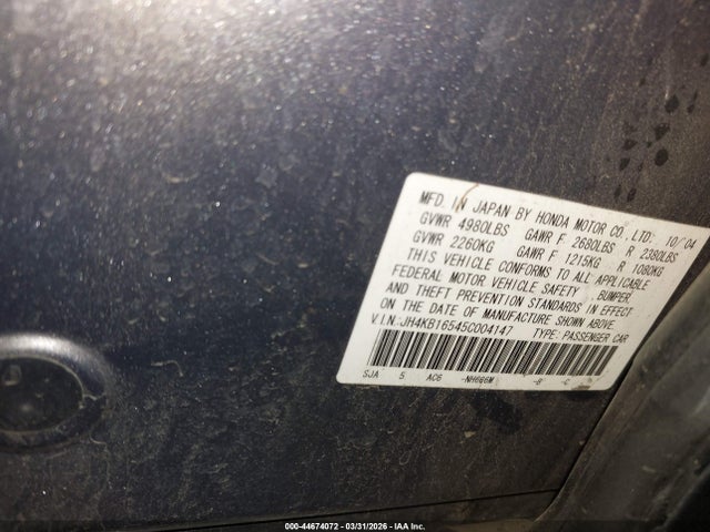 Продаж на аукціоні авто 2005 Acura Rl 3.5, vin: JH4KB16545C004147, номер лоту: 44674072