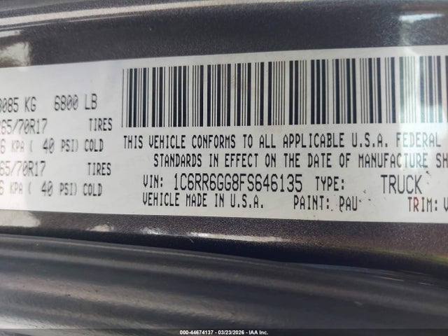 1C6RR6GG8FS646135 RAM 1500 Slt