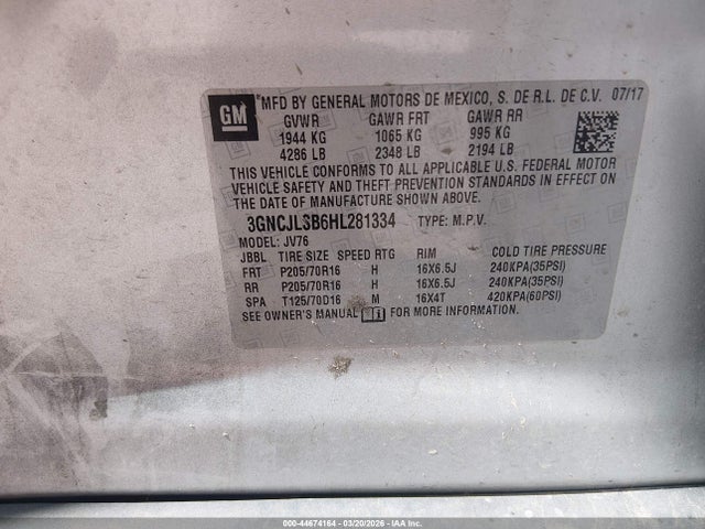 2017 CHEVROLET TRAX 3GNCJLSB6HL281334 Photo 8