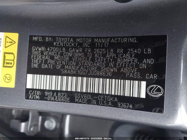 58ABK1GG7JU088636 Lexus ES 350