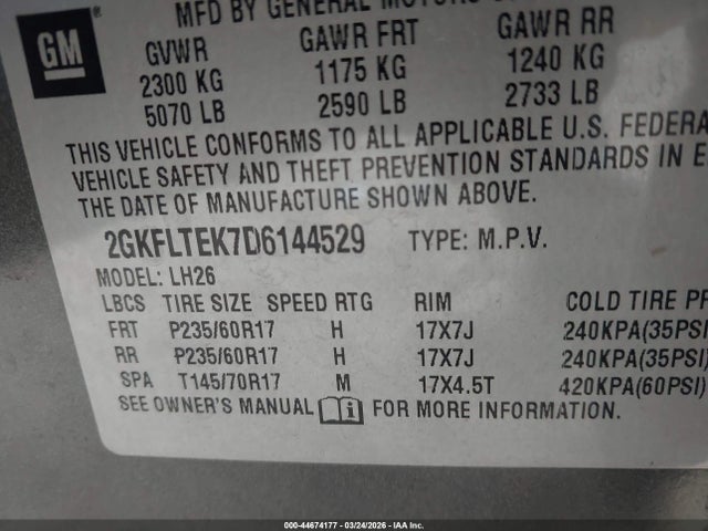 Продажа на аукционе авто 2013 Gmc Terrain Sle-2, vin: 2GKFLTEK7D6144529, номер лота: 44674177
