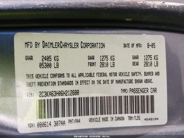 2006 CHRYSLER 300C 2C3KA63H06H212688 Photo 8